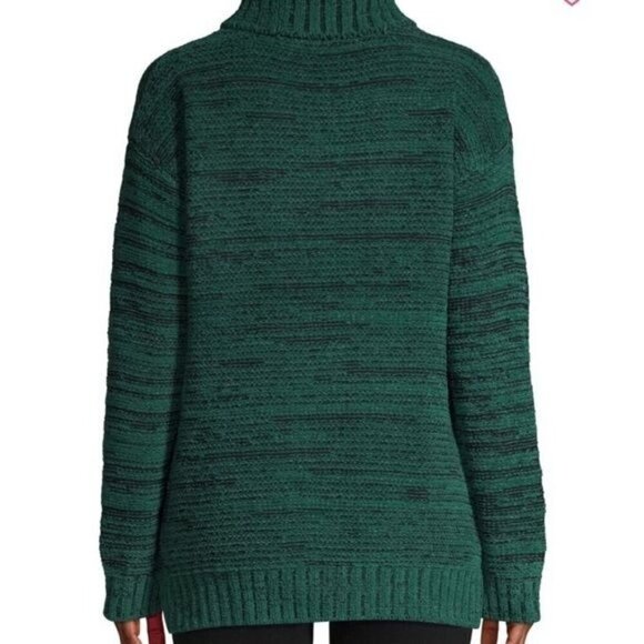 BCBGMaxAzria Womens Green Textured Ribbed Trim Turtleneck Sweater NEW Large - Picture 2 of 8
